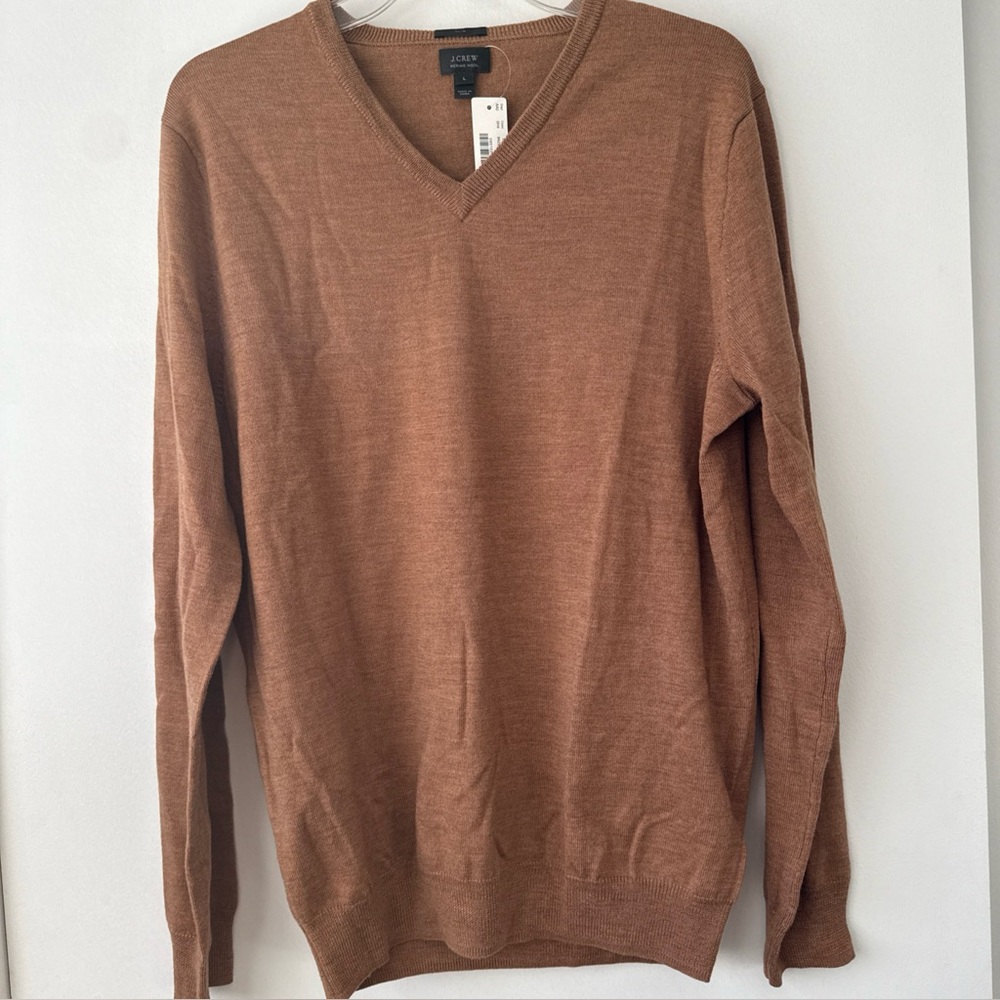 J.Crew Men's Slim‎ Fit V-Neck Sweater Large 100% Merino Wool B04